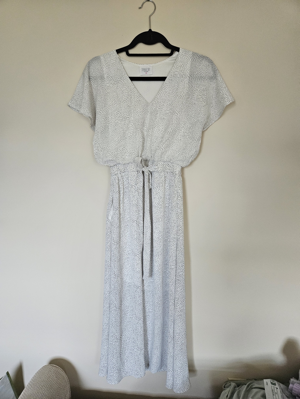 Sienna Sky White Maxi Dress with Black Speckle Print